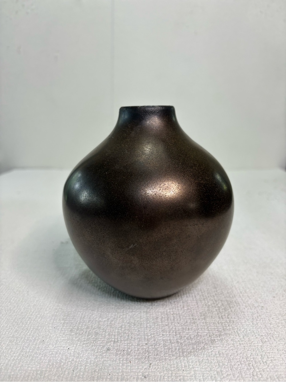 Crate&Barrel Matte Dark Brown Round Accent Vase